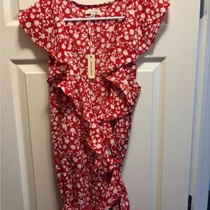 Charming Red Floral Maxi Dress